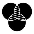 Circles Intersection Glyph Style vector icon which can easily modify or edit