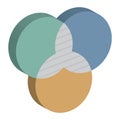 Circles Intersection Isometric Vector Isolated icon which can easily modify or edit