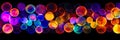 Circles and lights on dark background, abstract colorful pattern, generative AI Royalty Free Stock Photo