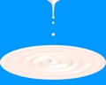 Circles on the milk from dripping liquid. White cream or yoghurt icing drops. Realistic milk drops. Yogurt whirlpool. Mayonnaise Royalty Free Stock Photo