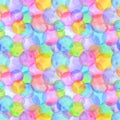 Circles multi-colored neon watercolor seamless pattern. Abstract watercolour background with colorful circles o