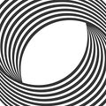 Circles optical illusion. Black and white vortex lines. Magic hole background. Striped twisty pattern with dynamic Royalty Free Stock Photo