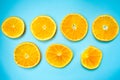 Circles of orange on a colorful blue background Royalty Free Stock Photo