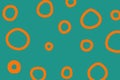 Circles orange on plain blue background abstract wallpaper naive vector illustration Royalty Free Stock Photo