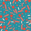 Circles and ovals - seamless pattern. Small and large circles and ovals of coral shades