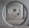 Circles in pillars under train bridge in nice pattern in Gouda