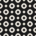 Circles seamless pattern. Black and white geometric texture with dots and rings Royalty Free Stock Photo