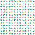 Colorful abstract spotted seamless pattern. Dot on white. Round shape, dotted background. Royalty Free Stock Photo