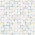 Colorful abstract spotted seamless pattern. Dot on white. Round shape, dotted background. Royalty Free Stock Photo