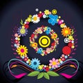 Circles shape with flowers illustration