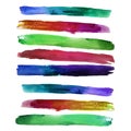 Circles and stripes are drawn with watercolor by hand. Spot, blots, paint lines. Colorful splashes on an isolated white background Royalty Free Stock Photo