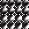 Circles with zig zag pattern. Abstract background vector illustration in black and white colors. Halftone effect lines seamless Royalty Free Stock Photo