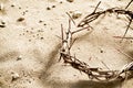 Circlet or Crown of Thorns on barren sand Royalty Free Stock Photo