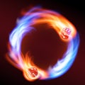 Circling two red dice in fire. Royalty Free Stock Photo