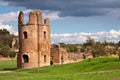 Circo di Massenzio tower and walls riuns in Via appia antica at Royalty Free Stock Photo