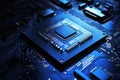 Circuit board background. AI technology, machine learning, neural networks, deep learning, robotics, computer analytics