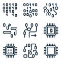 Circuit Board And Binary Code Vector Illustrations Royalty Free Stock Photo