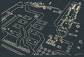 Circuit board blueprint close up Royalty Free Stock Photo