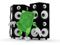 Circuit board character with big speakers Royalty Free Stock Photo