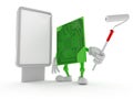 Circuit board character with blank billboard Royalty Free Stock Photo
