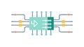 Circuit Board Chip Microprocessor, Computer Hardware Tech Icon, vector design Generative AI Royalty Free Stock Photo
