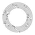 Circuit board circle frame. Abstract digital round frame, hardware board and electronic motherboard pattern vector