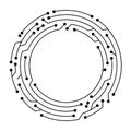 Circuit board circle frame. Abstract digital round frame, hardware board and electronic motherboard pattern vector