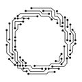 Circuit board circle frame. Abstract digital round frame, hardware board and electronic motherboard pattern vector Royalty Free Stock Photo
