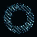 Circuit board circle frame. Abstract digital round frame, hardware board and electronic motherboard pattern vector