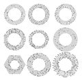 Circuit board circle frames. Abstract digital round frame, hardware board and electronic motherboard pattern vector set