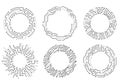 Circuit board circle frames. Abstract digital round frame, hardware board and elictronic motherboard pattern vector set
