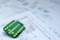 Circuit board and circuit diagram Royalty Free Stock Photo