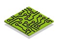 Circuit board computer chip isometric isolated