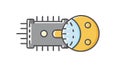 Circuit Board Connected to the Moon Space Tech Icon. vector design Generative AI Royalty Free Stock Photo