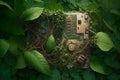 A circuit board covered in overgrowth. AI