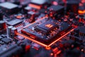 Circuit Board CPU or GPU Processor Microchip Starting Artificial Intelligence of Neural Networking and Cloud Computing Royalty Free Stock Photo
