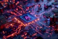 Circuit Board CPU or GPU Processor Microchip Starting Artificial Intelligence of Neural Networking and Cloud Computing Royalty Free Stock Photo