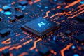 Circuit Board CPU or GPU Processor Microchip Starting Artificial Intelligence of Neural Networking and Cloud Computing Royalty Free Stock Photo