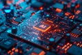 Circuit Board CPU or GPU Processor Microchip Starting Artificial Intelligence of Neural Networking and Cloud Computing Royalty Free Stock Photo