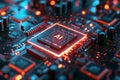 Circuit Board CPU or GPU Processor Microchip Starting Artificial Intelligence of Neural Networking and Cloud Computing Royalty Free Stock Photo
