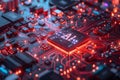Circuit Board CPU or GPU Processor Microchip Starting Artificial Intelligence of Neural Networking and Cloud Computing Royalty Free Stock Photo
