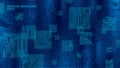 Circuit board cpu microchip abstract high hi tech electric background. Blue gradient motherboard computer technology