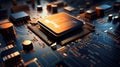 Circuit Board CPU Processor Microchip Starting Artificial Intelligence Digitalization of Neural Networking and Cloud Royalty Free Stock Photo