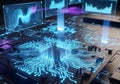Circuit Board Data Stream Futuristic Tech Innovation Microchip Processing Unit Digital Core Computer Graphics Royalty Free Stock Photo
