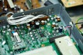 Circuit board.Electrical chip.Chip of the power supply unit for a liquid crystal TV. Royalty Free Stock Photo