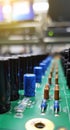 Circuit board with electronic components, Piece of electronic equipment such as microchips, capacitors, transistors, resistances Royalty Free Stock Photo