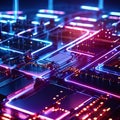 Circuit board. Electronic computer hardware technology. 3d render illustration Generative AI Royalty Free Stock Photo