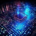 Circuit board. Electronic computer hardware technology. 3d rendering toned image Royalty Free Stock Photo