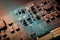 Circuit board. Electronic computer hardware technology. Information engineering component. macro photography Royalty Free Stock Photo