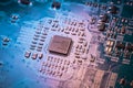 Circuit board. Electronic computer hardware technology. Motherboard digital chip. Tech science background. Integrated Royalty Free Stock Photo